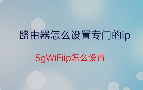 路由器怎么设置专门的ip 5gWiFiip怎么设置？